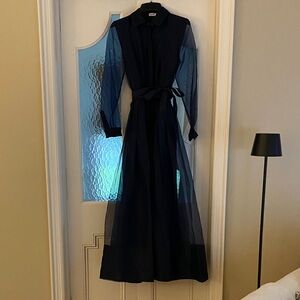 SIMKHAI Montgomery LS Button Up MIDI Dress in Midnight (Ink Blue) Size 0